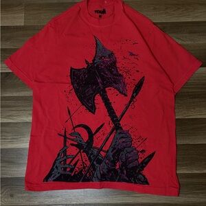 Vault Barbarian Graphic Red Black Men's M Jersey T-Shirt